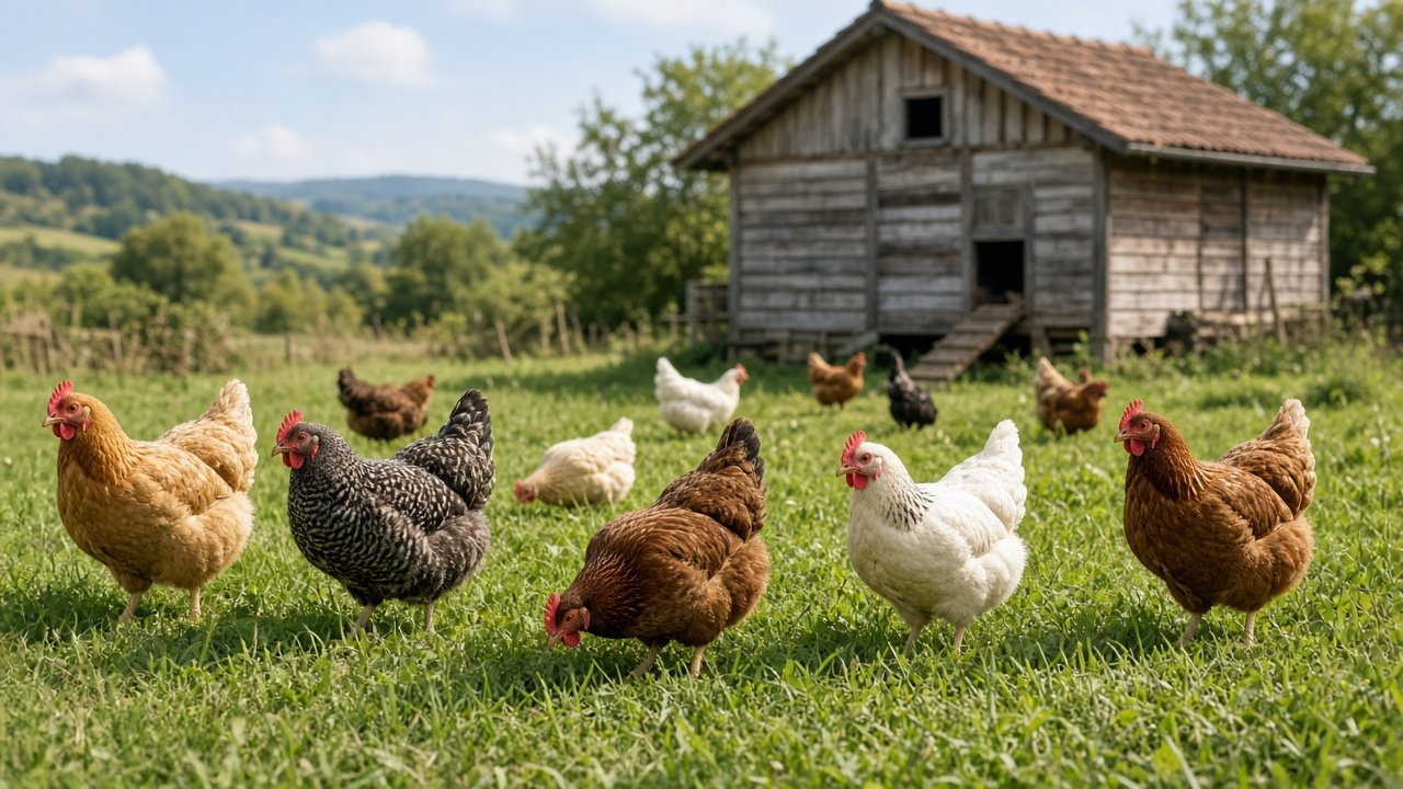 Poules pondeuses en plein air, hors cage