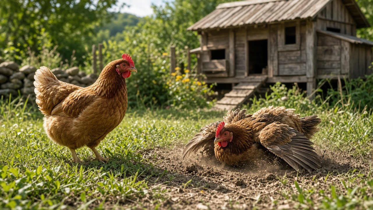 Poules pondeuses en plein air, hors cage, jardin