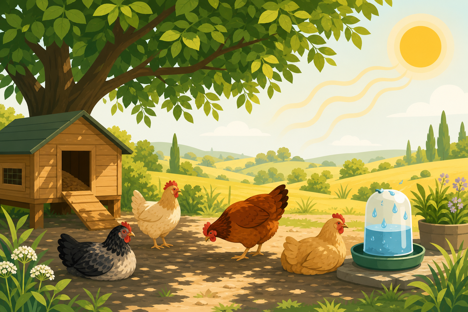 Poule pondeuse au jardin — elles ont un cœur, on ne prend pas le pouls