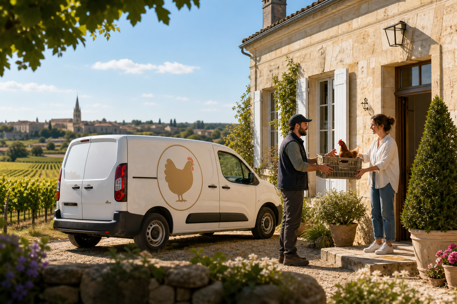 Poules qui découvrent le poulailler le soir de leur arrivée
